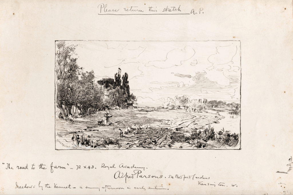 Sketch d'Alfred Parsons quand il était colocataire d'Abbey & Millet