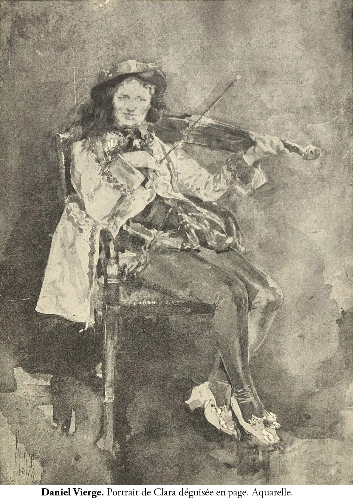 Daniel Vierge. Portrait de Clara en page