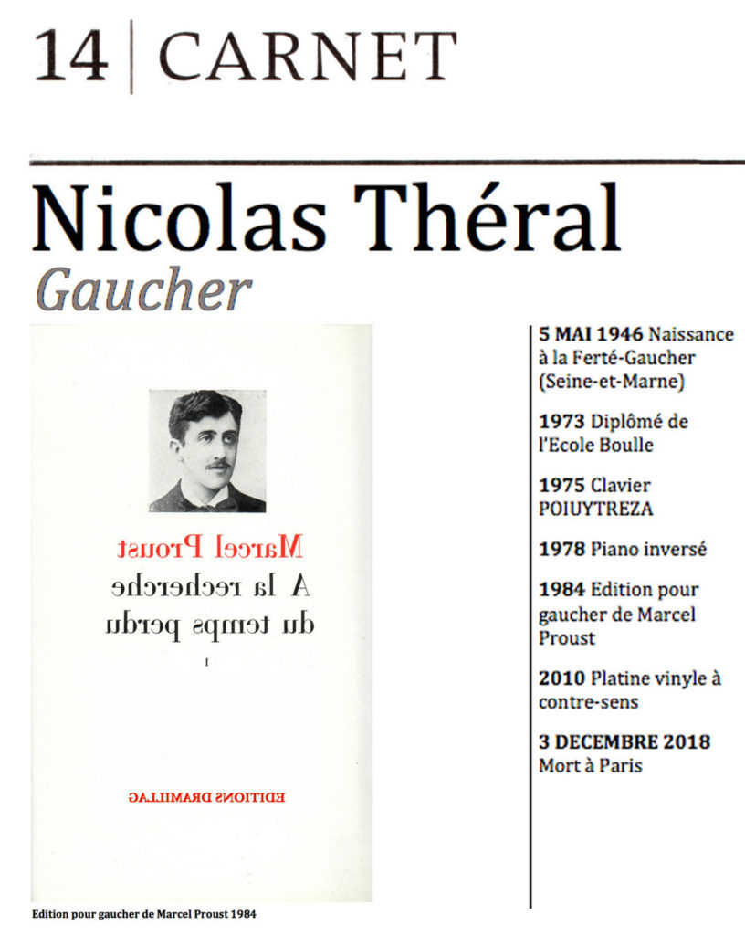 Disparition de Nicolas Théral, artiste et gaucher