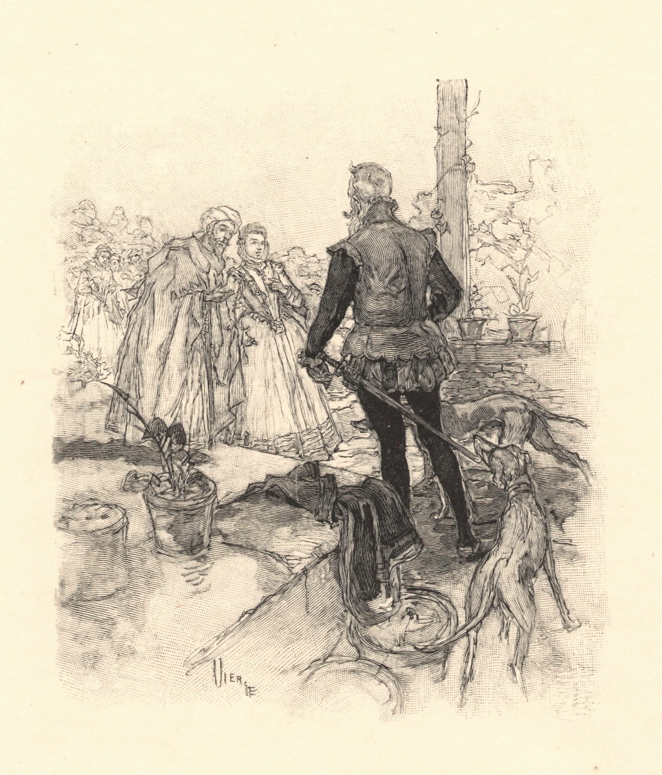 Frédéric Florian. Le Dernier abencérage. Gravure sur bois de fil des dessins de Daniel Vierge