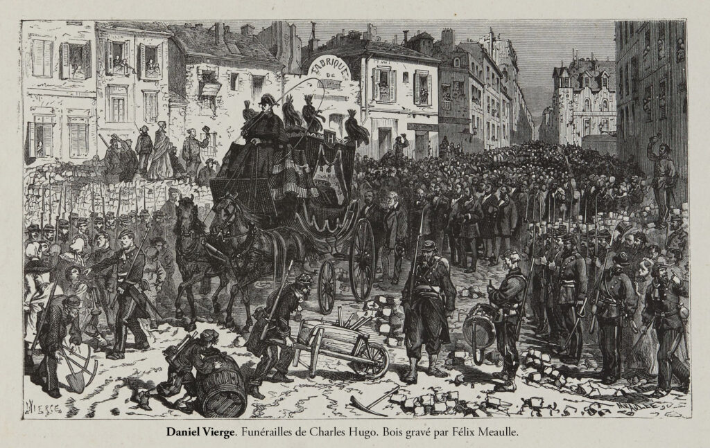 L'Année terrible. Les obsèques de Charles Hugo. Bois gravé par Félix Meaulle