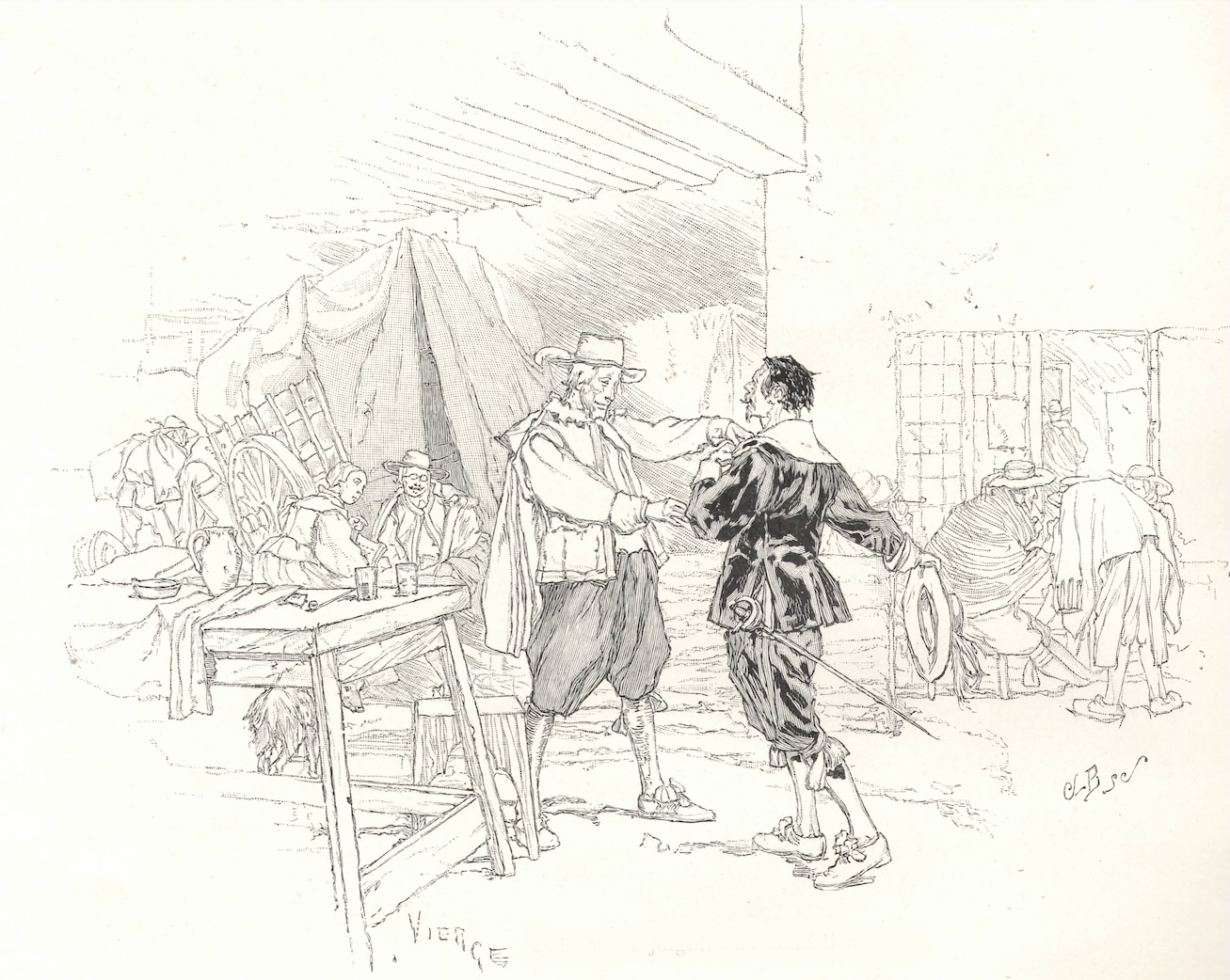 Clément-Édouard Bellenger: Le Cabaret des Trois vertus de Saint-Juirs, sur un dessin de Daniel Vierge