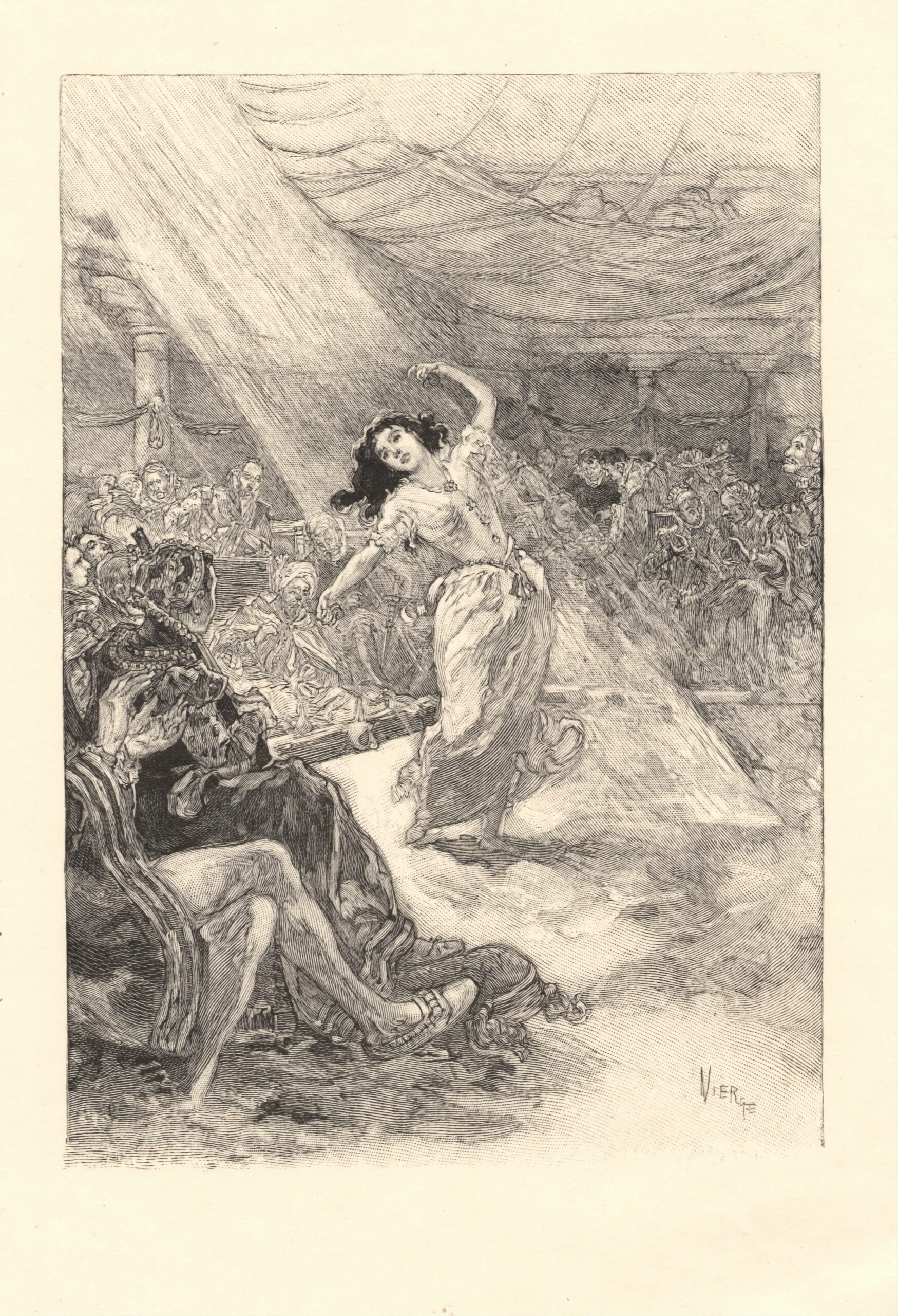Frédéric Florian. Le Dernier abencérage. Gravure sur bois de fil des dessins de Daniel Vierge