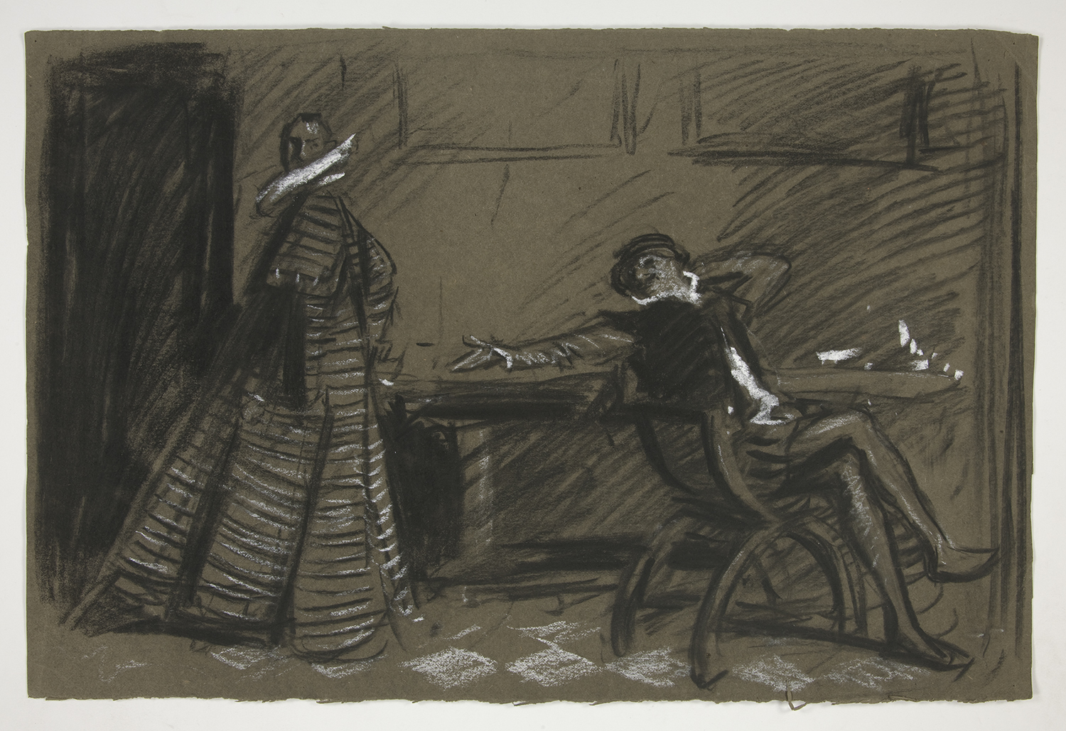 Shakespeare: La mégère apprivoisée. Dessin au fusain et à la craie, par Edward Abbey