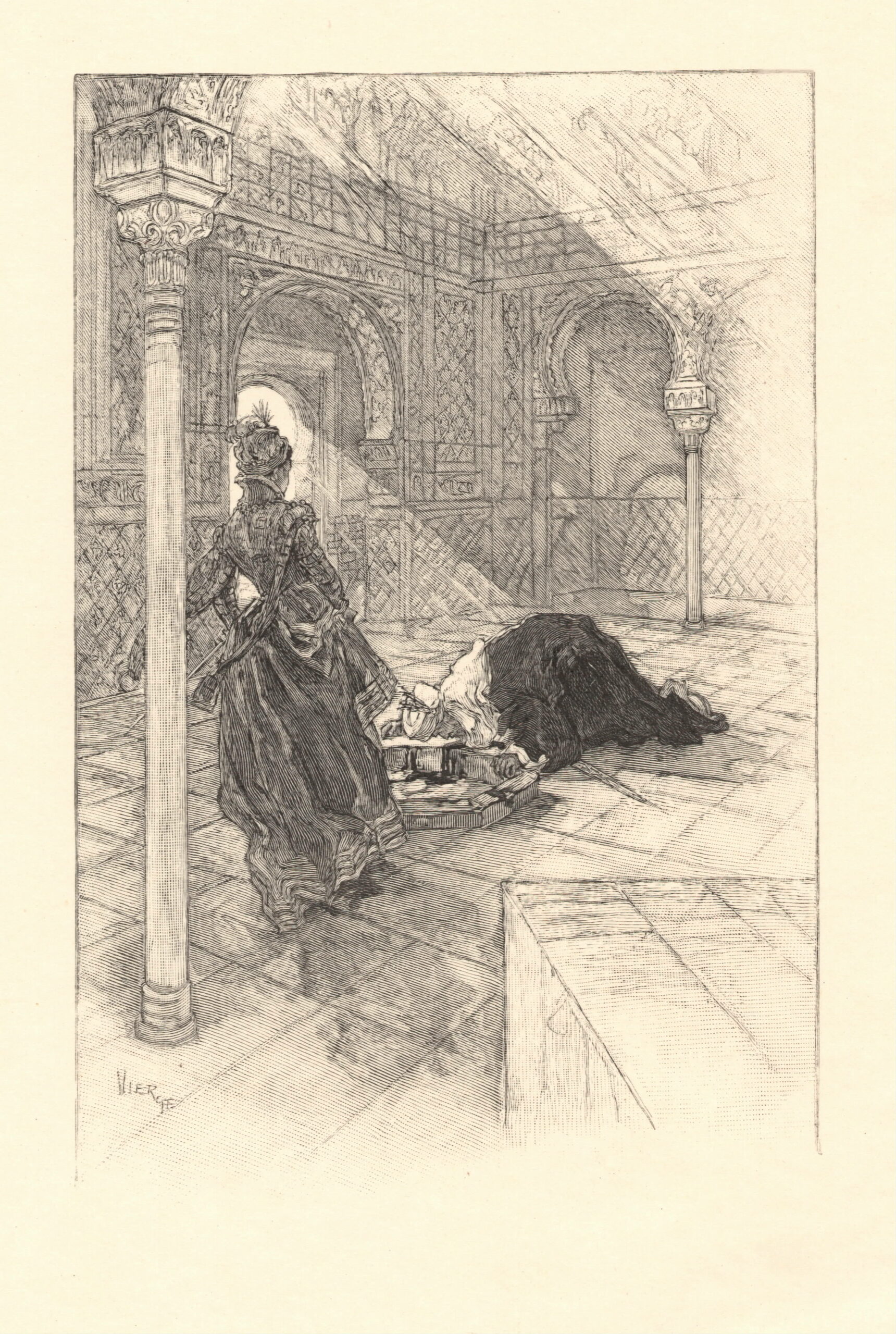 Frédéric Florian. Le Dernier abencérage. Gravure sur bois de fil des dessins de Daniel Vierge