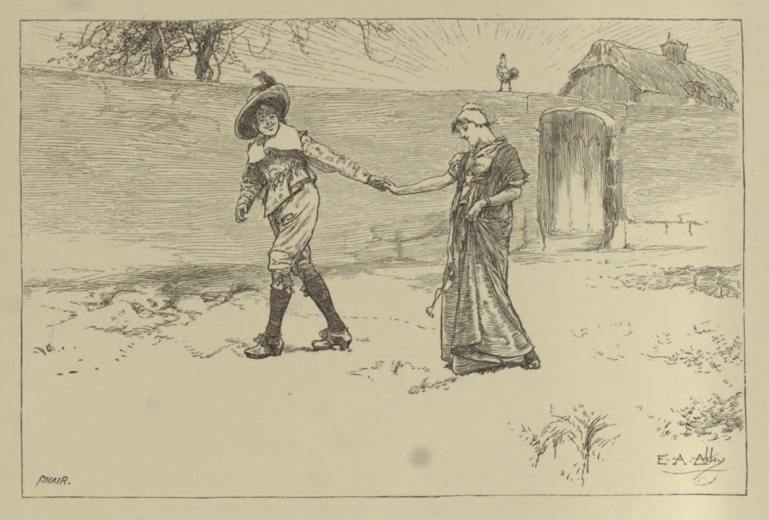 Edwin Austin Abbey. Illustration de Robert Herrick dont la composition sera reprise quelques années plus tard pour la première peinture à huile de l'artiste
