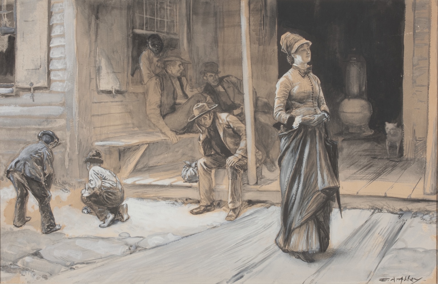 Harper's Weekly. with pride upon her brow. Fusain, encre et lavis, rehauts de gouache blanche (taille de la feuille. 43x65,5cm)