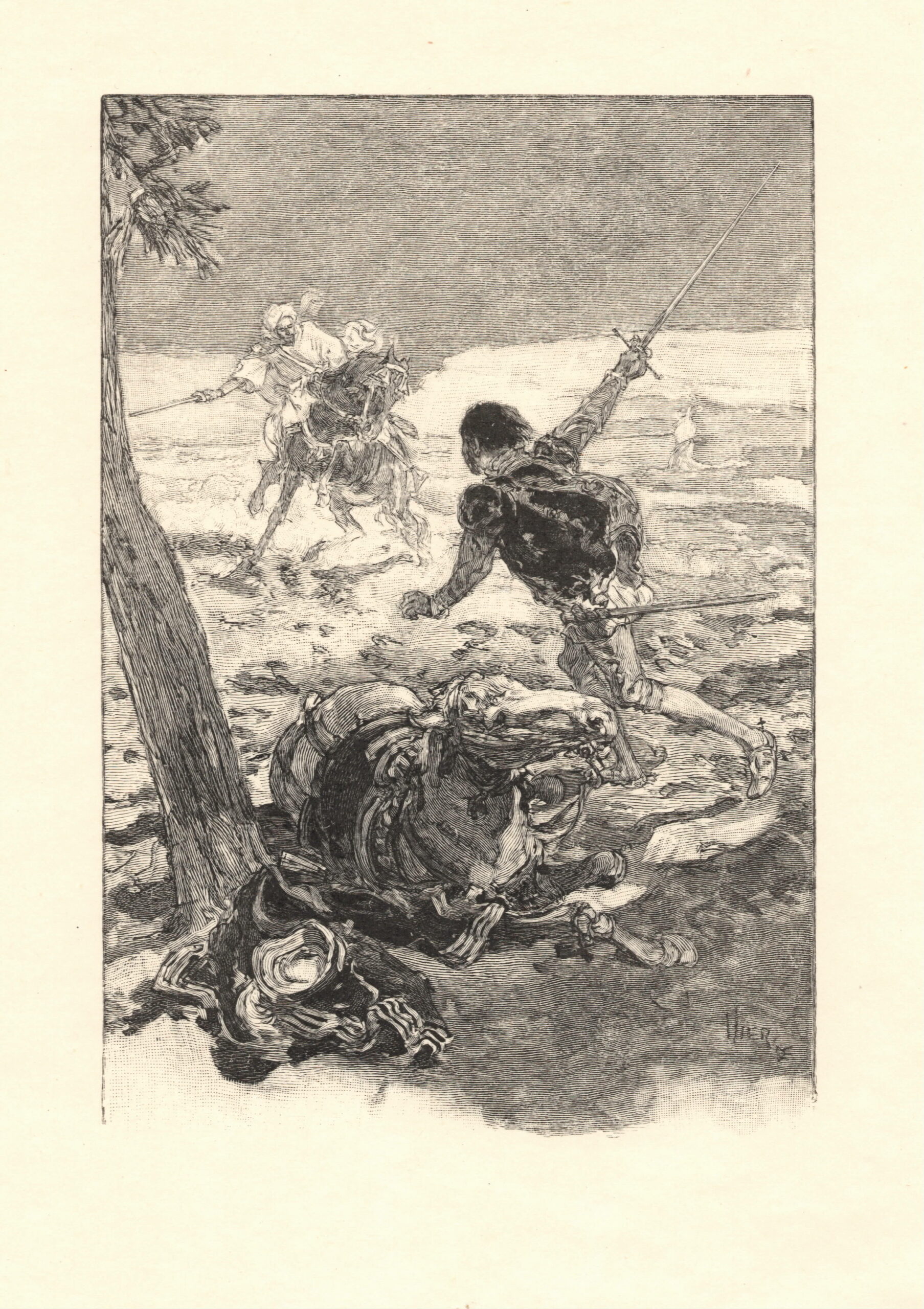 Frédéric Florian. Le Dernier abencérage. Gravure sur bois de fil des dessins de Daniel Vierge