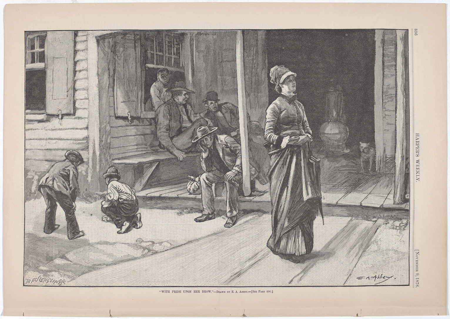 E.A. Abbey. Harper's Weekly. 9 novembre 1878. With pride upon her brow (23,5x35,5cm)