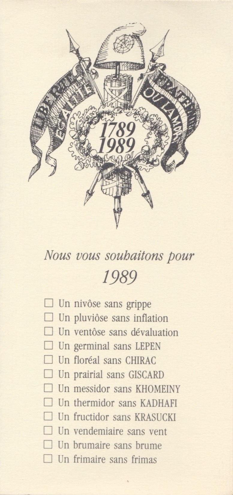 Les vœux des Z´Urbains - 1989 © Famille Urbain