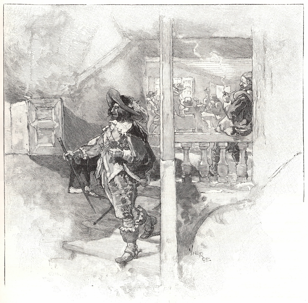 Clément-Édouard Bellenger: Le Cabaret des Trois vertus de Saint-Juirs, sur un dessin de Daniel Vierge