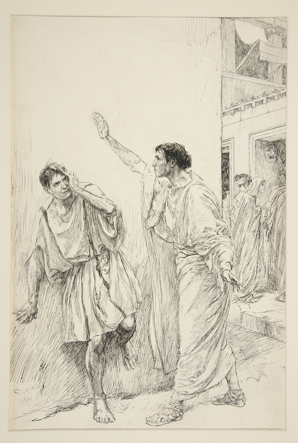 Shakespeare, La Comédie des erreurs. Acte I. Scène II. Plume et encre de Chine. 45x29 cm
