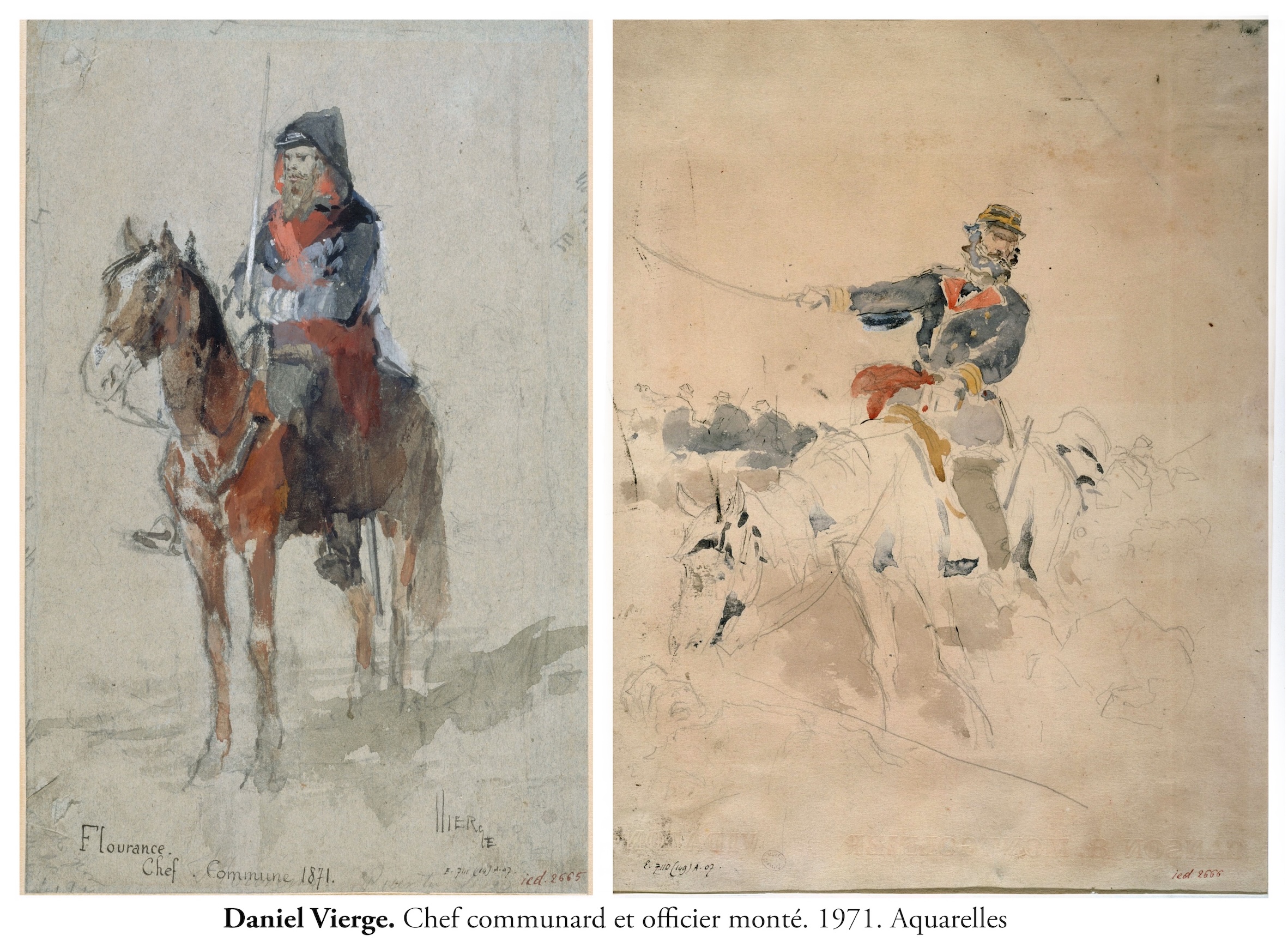 "Type d'officier de la Commune", 1871. Dessin de Vierge (Daniel Urrabieta Ortyz y Vierge, dit 1851-1904). Paris, musée Carnavalet.