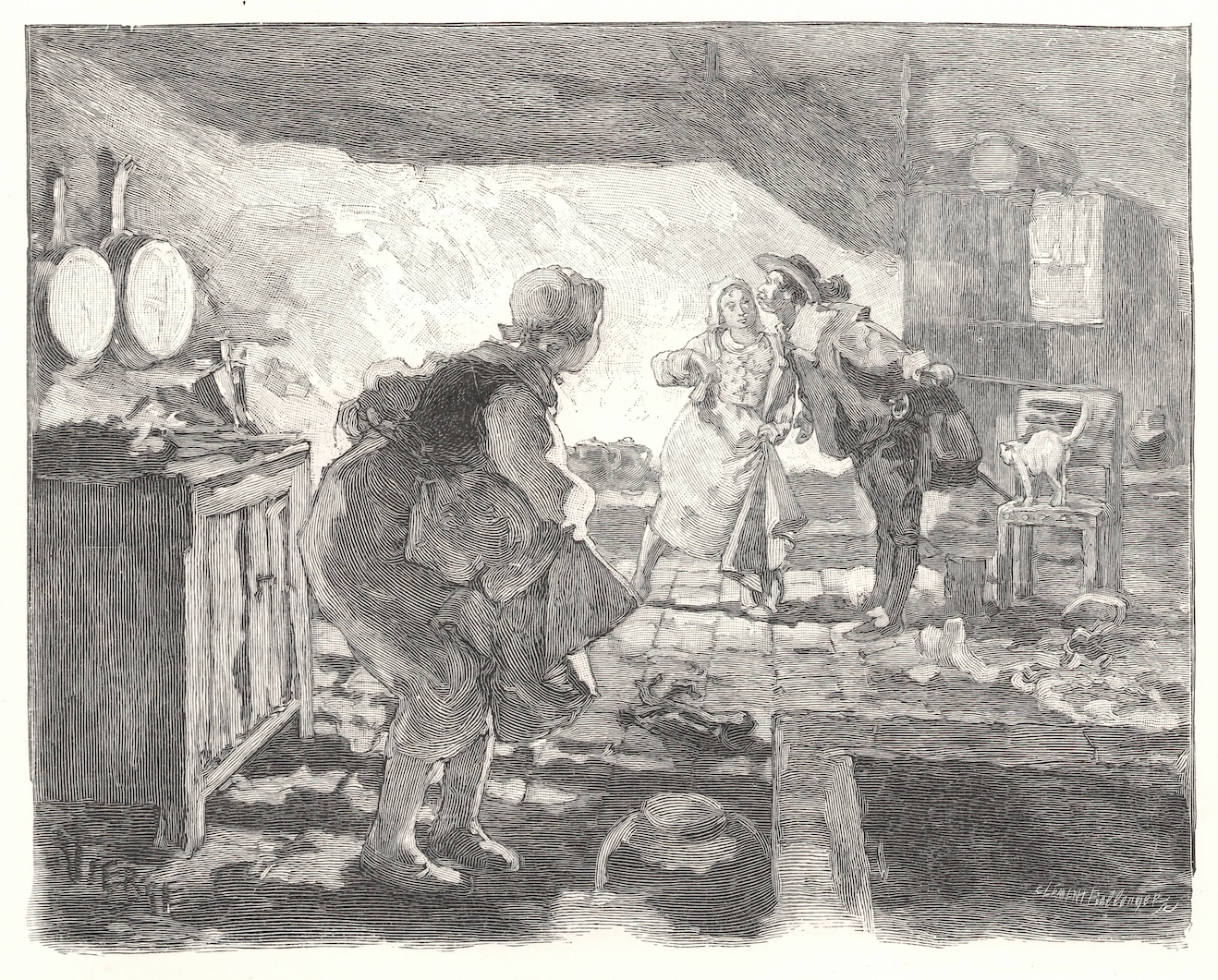 Clément-Édouard Bellenger: Le Cabaret des Trois vertus de Saint-Juirs, sur un dessin de Daniel Vierge