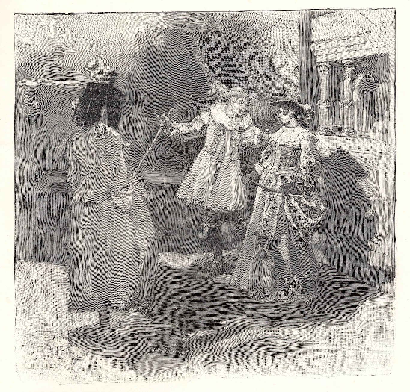 Clément-Édouard Bellenger: Le Cabaret des Trois vertus de Saint-Juirs, sur un dessin de Daniel Vierge