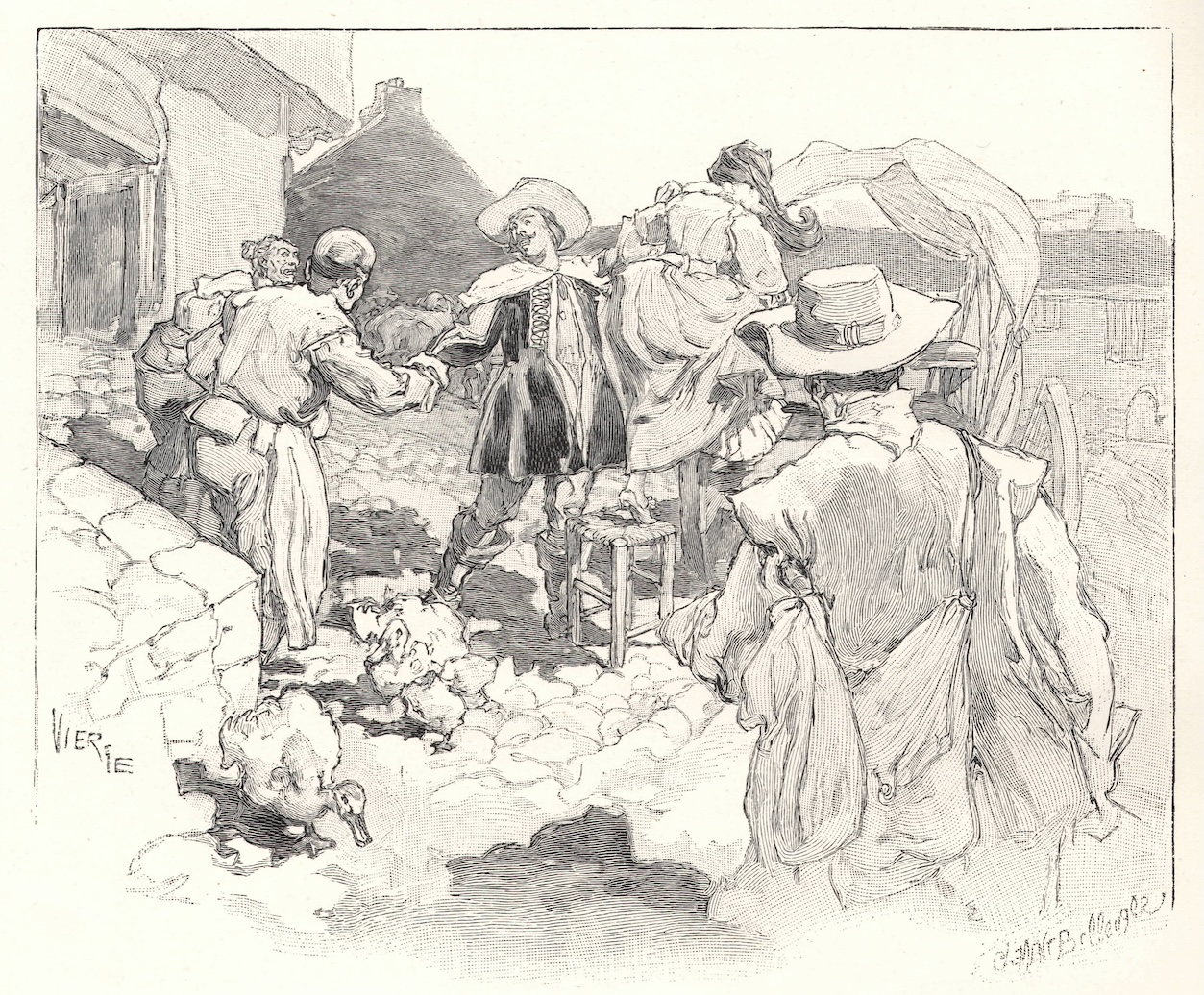Clément-Édouard Bellenger: Le Cabaret des Trois vertus de Saint-Juirs, sur un dessin de Daniel Vierge