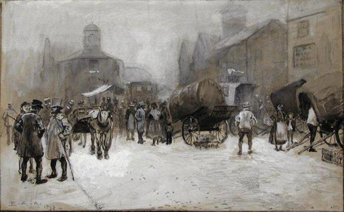 Edwin Austin Abbey. Marché de Stratford-on-Avon. Hiver 78