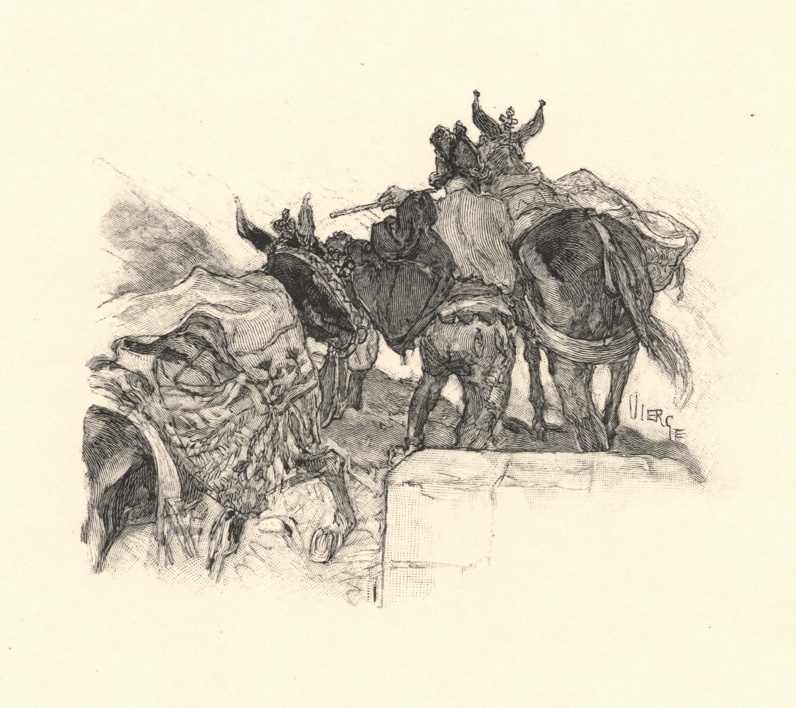 Frédéric Florian. Le Dernier abencérage. Gravure sur bois de fil des dessins de Daniel Vierge