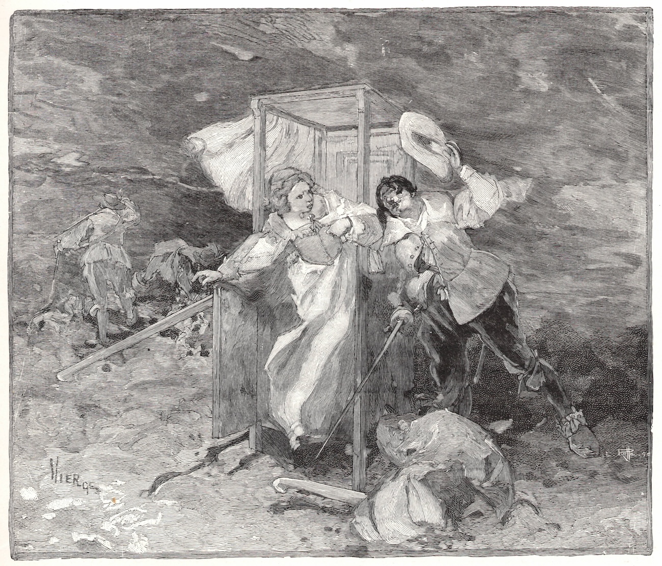 Clément-Édouard Bellenger: Le Cabaret des Trois vertus de Saint-Juirs, sur un dessin de Daniel Vierge