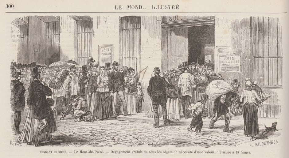 Daniel Vierge. Mont de piété. Le Monde illustré. 5 novembre 1870.