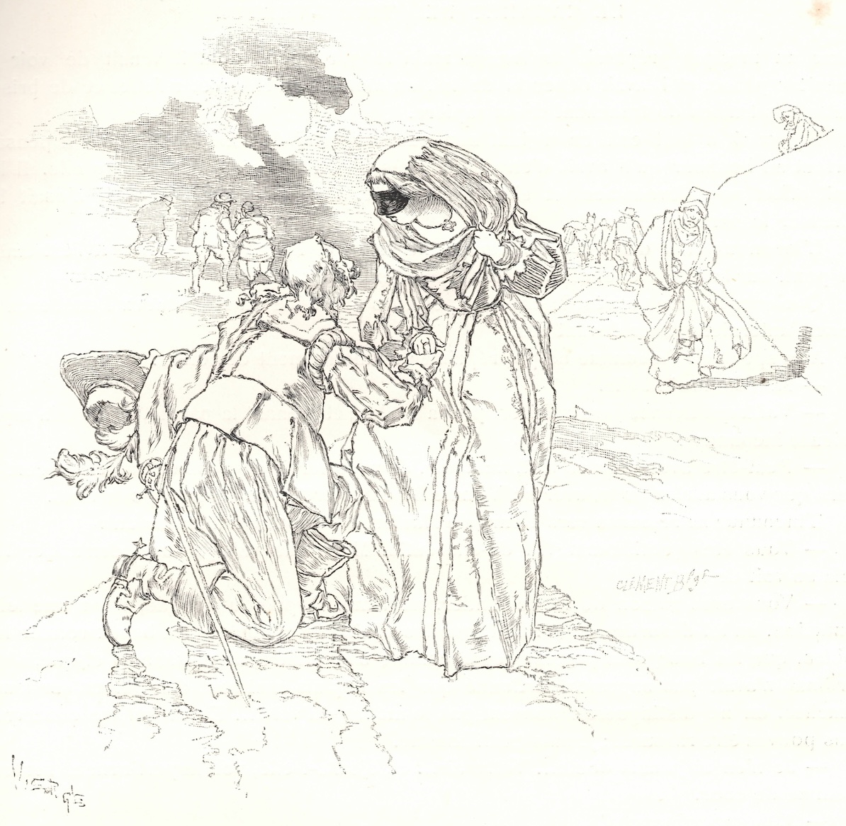 Clément-Édouard Bellenger: Le Cabaret des Trois vertus de Saint-Juirs, sur un dessin de Daniel Vierge