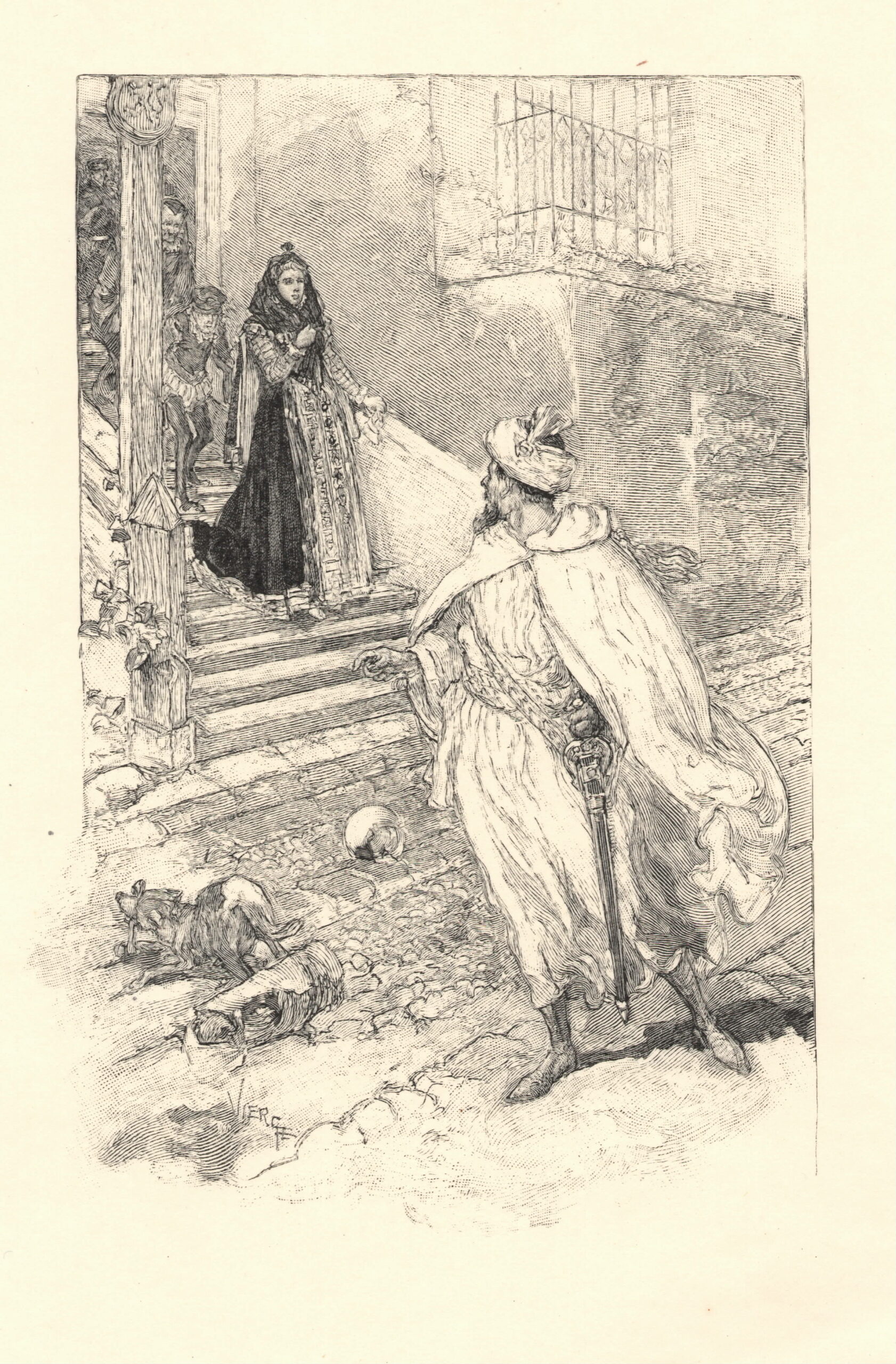 Frédéric Florian. Le Dernier abencérage. Gravure sur bois de fil des dessins de Daniel Vierge