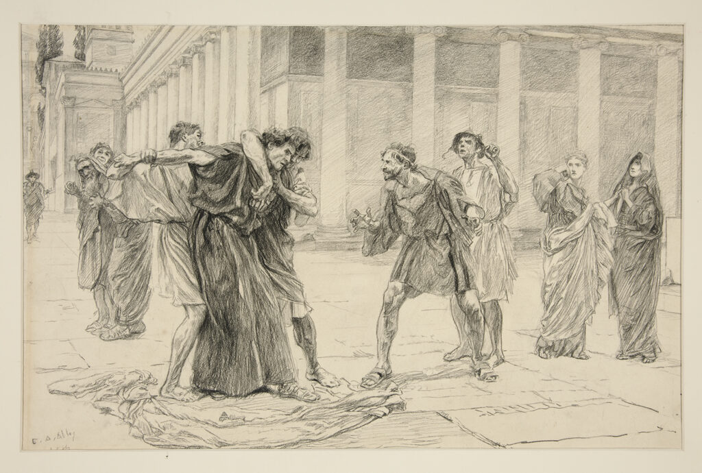 Shakespeare, La Comédie des erreurs. Acte IV. Scène IV. Craie noire et mine de plomb. 45x29 cm