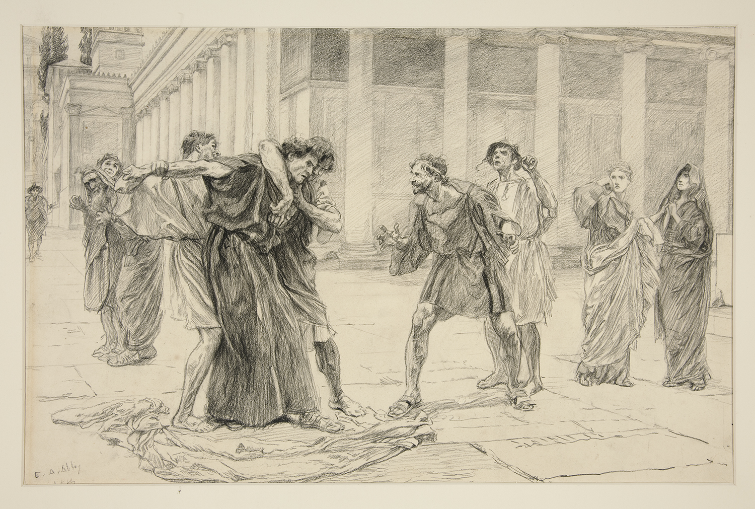 Shakespeare, La Comédie des erreurs. Acte IV. Scène IV. Craie noire et mine de plomb. 45x29 cm