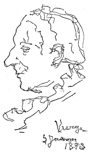 Daniel Vierge. Premier dessin fait de la main droite depuis sa maladie (daté du 3 janvier 1893)