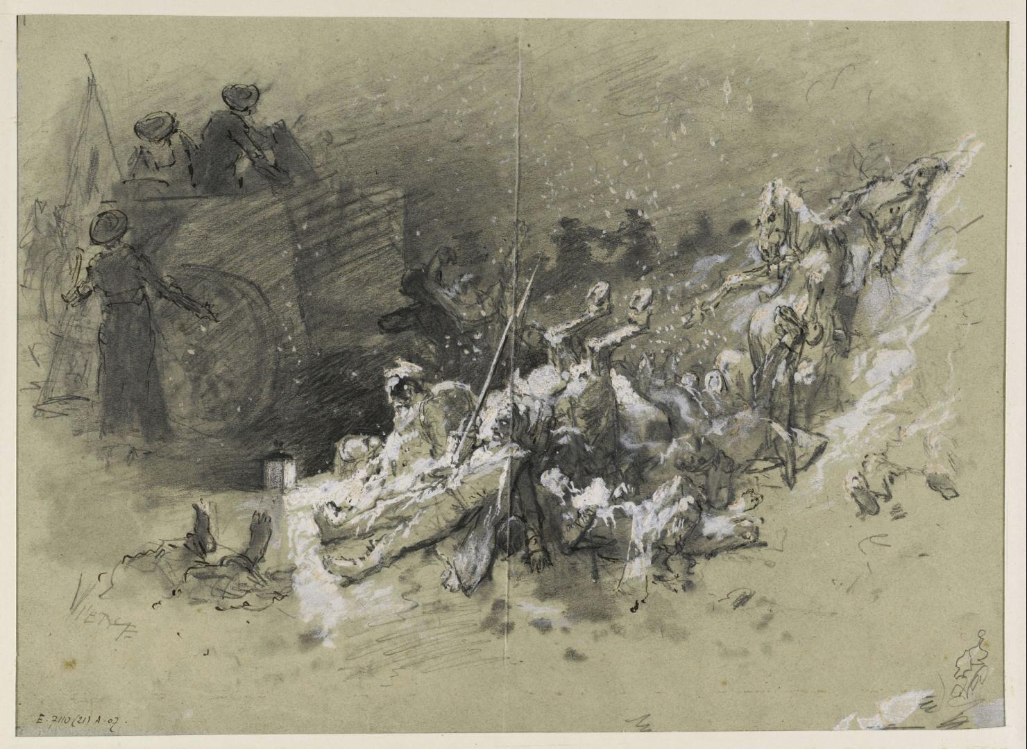 Daniel Vierge. Le charnier après la bataille de Champigny. 2 décembre 1870