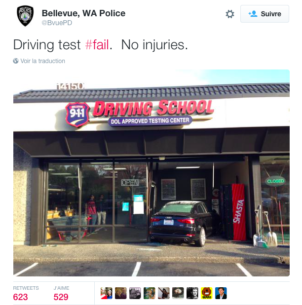 Bellevue, WA Police- Driving test #fail