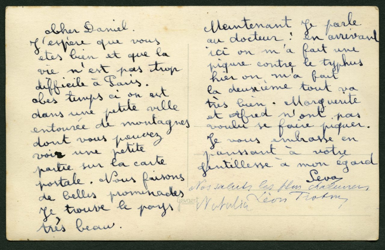 Carte postale envoyée depuis Taxco par Seva Volkov à Daniel Martinet en août 1939