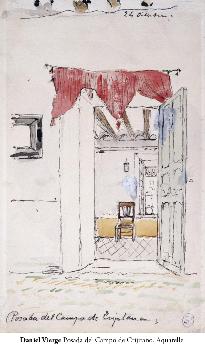 Daniel Vierge. Posada del campo de Crijitano (aquarelle)