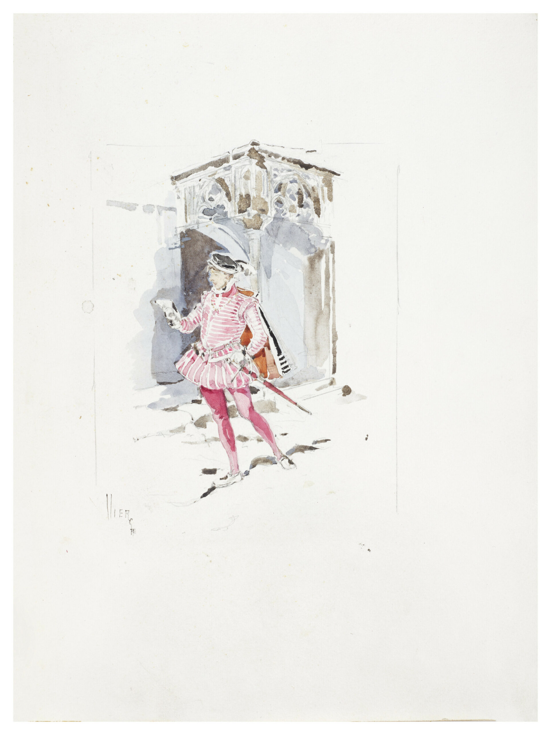 Daniel Vierge. Esquisse pour le Dernier abencérage. Aquarelle