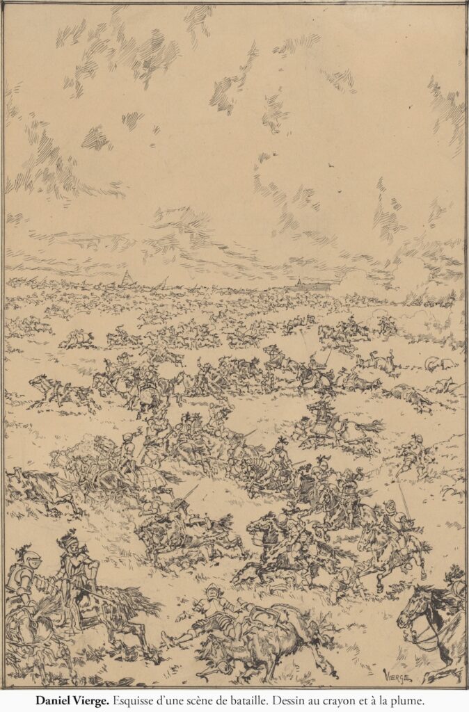 Daniel Vierge. Scène de bataille. Esquisse