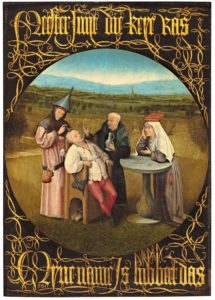 Jérôme Bosch, La Cure de folie (ou Extraction de la pierre de la folie), 1501-1505, Musée du Prado, Madrid