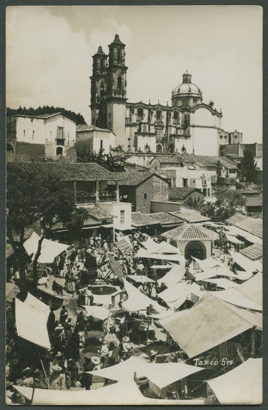 Première carte au dos de laquelle Marguerite Rosmer écrit à Daniel Martinet, le 18 août 1939. Vue de Taxco, Mexique
