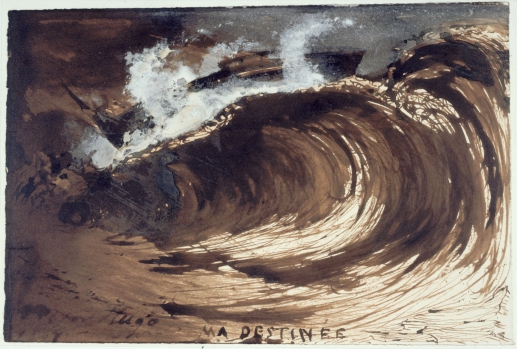 “Ma destinée” (1867) Dessin de Victor Hugo Plume et lavis d'encre brune, gouache, sur papier vélin © Paris, Maison de Victor Hugo