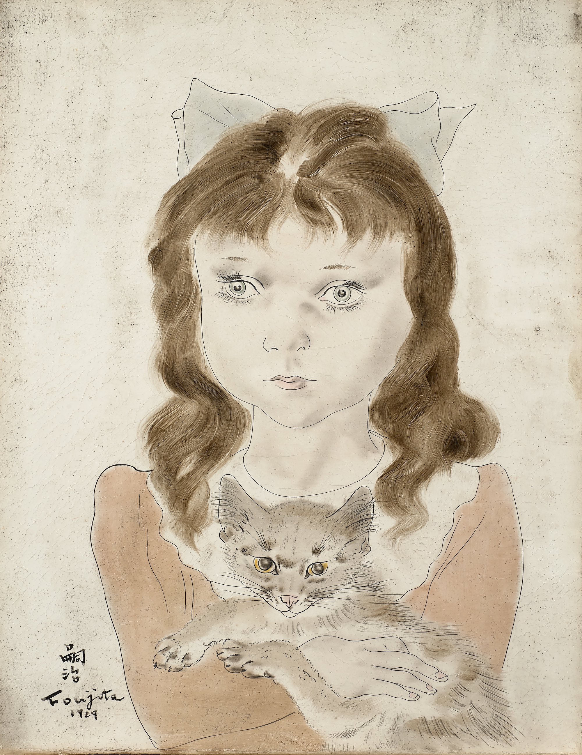 Petite fille au chat, expo “Foujita, peindre dans les Années folles”, jusqu’au 15 juillet 1018 au Musée Maillol, 61 rue de Grenelle, 75007 Paris
