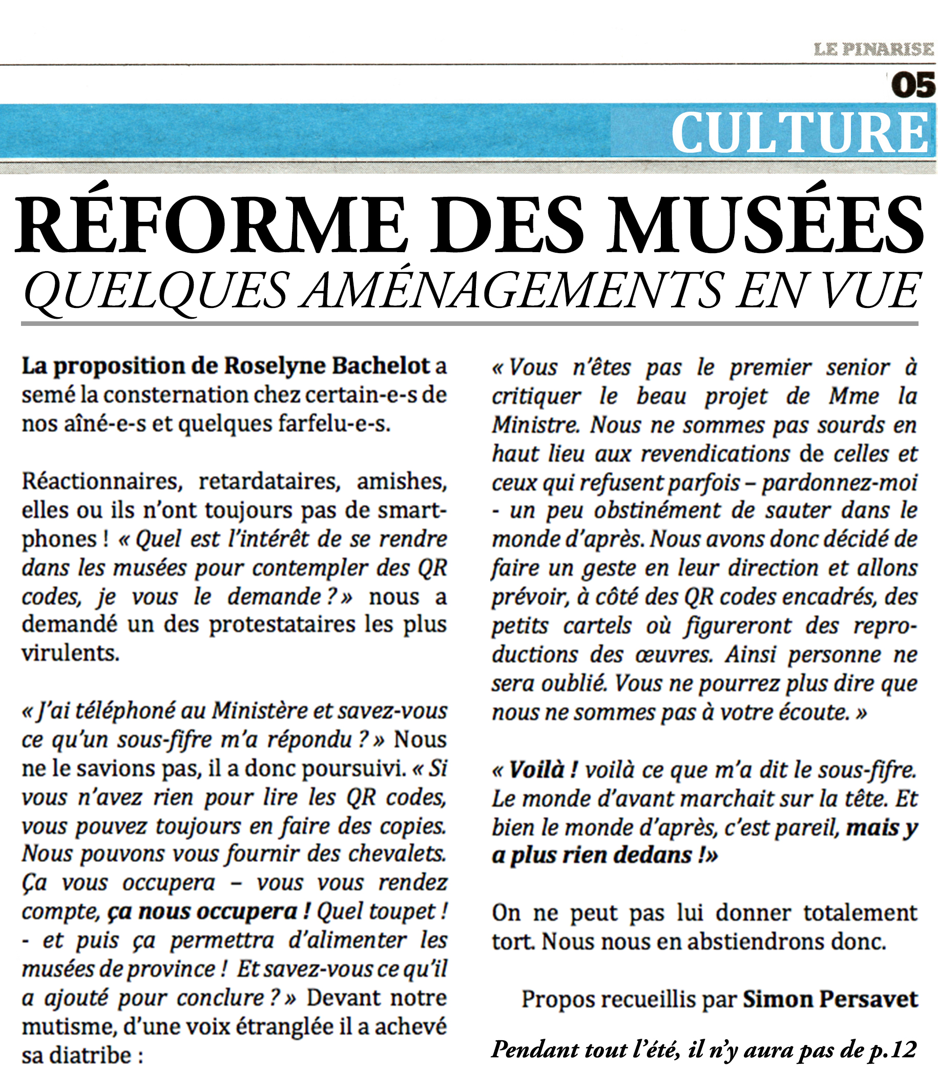 Réforme des musées (suite)