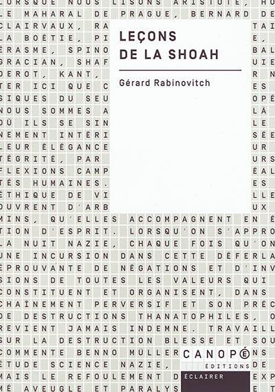 Leçons de la Shoah, de Gérard Rabinovitch, Canopé éditions