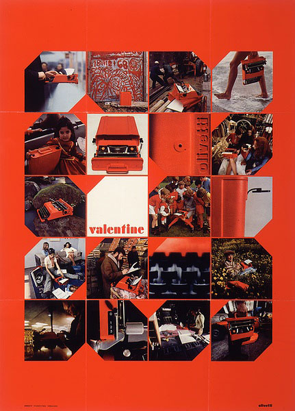 Publicité pour la machine à écrire Valentine (Olivetti, 1969) d'Ettore Sottsass