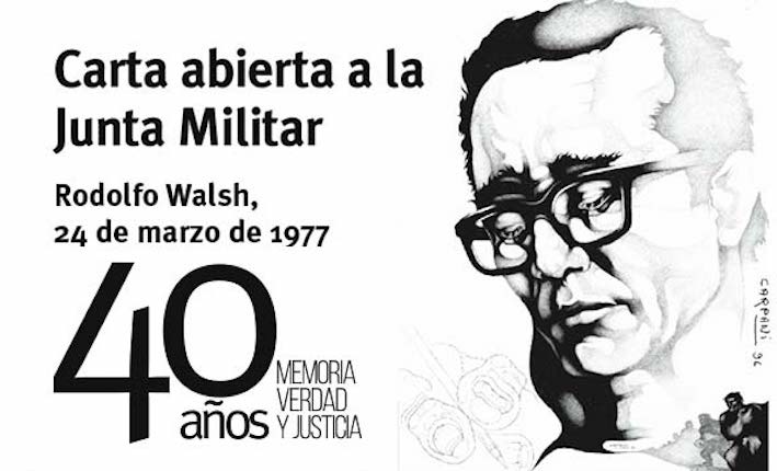 Rodolfo Walsh, Carta abierta a la Junta Militar, 1977, cartel con retrato de Carpani (1969)